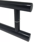 Puxador Para Porta Pivotante Madeira E Vidro Inox Preto 1,2 M