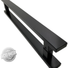 Puxador Para Porta Pivotante Madeira E Vidro Inox Preto 40 Cm