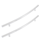 Puxador para Porta de Madeira e Vidro Tubular Curvo 70cm Aço Inox Polido