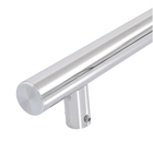 Puxador para Porta de Madeira e Vidro Tubular Reto 40cm Aço Inox Polido
