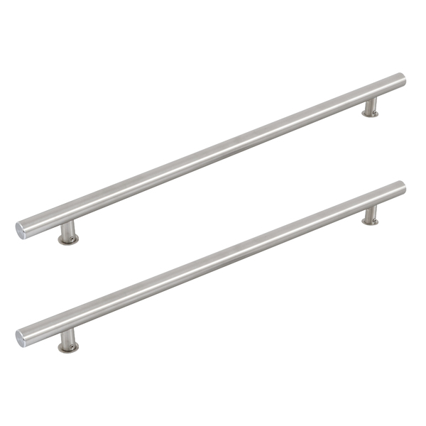 Puxador para Porta de Madeira e Vidro Tubular Reto 75cm Aço Inox Escovado