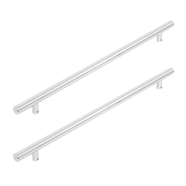 Puxador para Porta de Madeira e Vidro Tubular Reto 75cm Aço Inox Polido