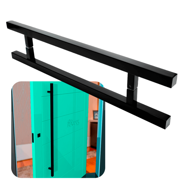 Puxador Para Portas Aristocrata Preto Fosco - 50 Cm - Furação