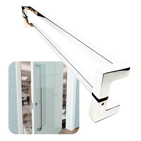 Puxador Para Portas Deslocado Athenas Aço Inox Polido Brilhan