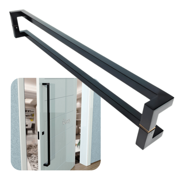 Puxador Para Portas Deslocado Athenas Preto Fosco - 32 5 Cm -