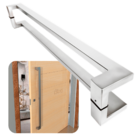 Puxador Para Portas Deslocado Grécia 40 Cm Aço Inox Escovado