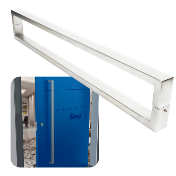 Puxador Para Portas Greco Aço Inox Escovado - 82 Cm - Furação