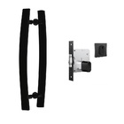 Puxador Para Portas Madeira 40 Cm Curvo Preto + Fechadura