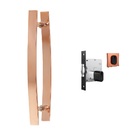 Puxador Para Portas Madeira 60 Cm Curvo Rose + Fechadura