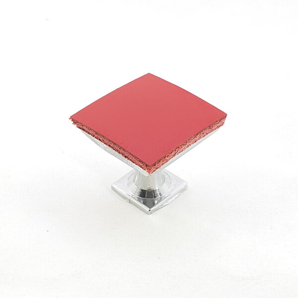 Puxador Pinn 04 - Couro Legítimo - Cor Vermelho