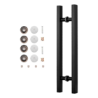 Puxador Porta Preto 1 Metro Madeira Vidro Inox 304 Escovado