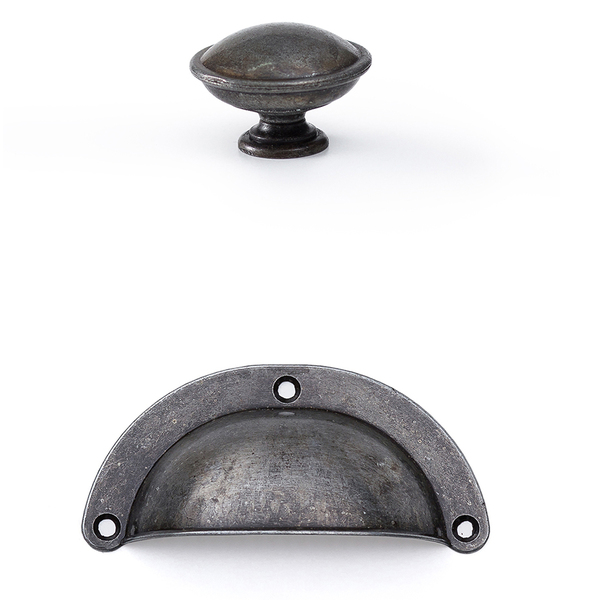 Puxador Redondo  E Concha Metal Para Móveis Porta Gaveta 24pç