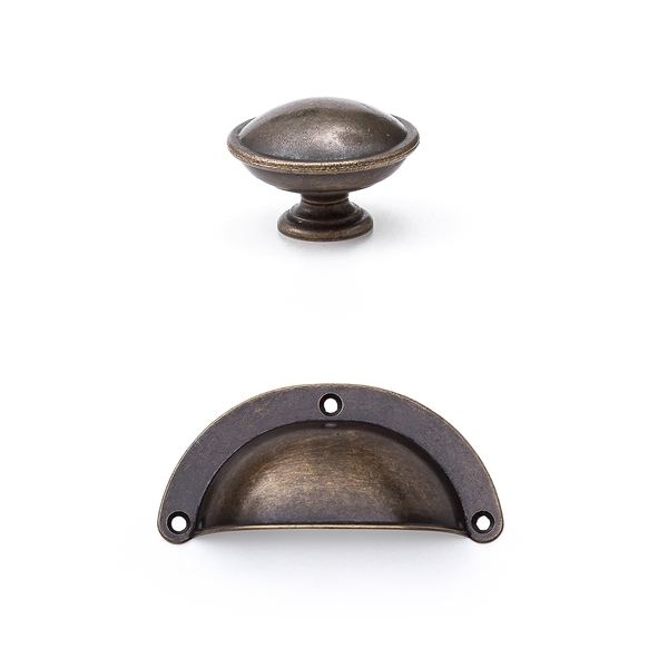 Puxador Redondo  E Concha Metal Para Móveis Porta Gaveta 6 Un