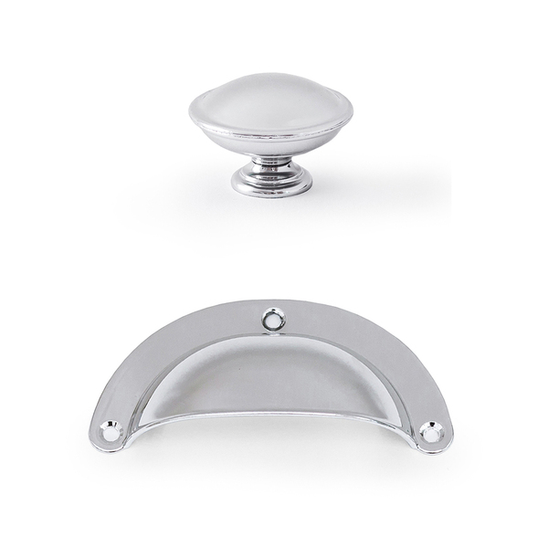 Puxador Redondo E Concha Metal Para Móveis Porta Gaveta 25un