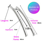 Puxador Tubular Curvo Inox Porta Madeira Vidro Belissima 60cm