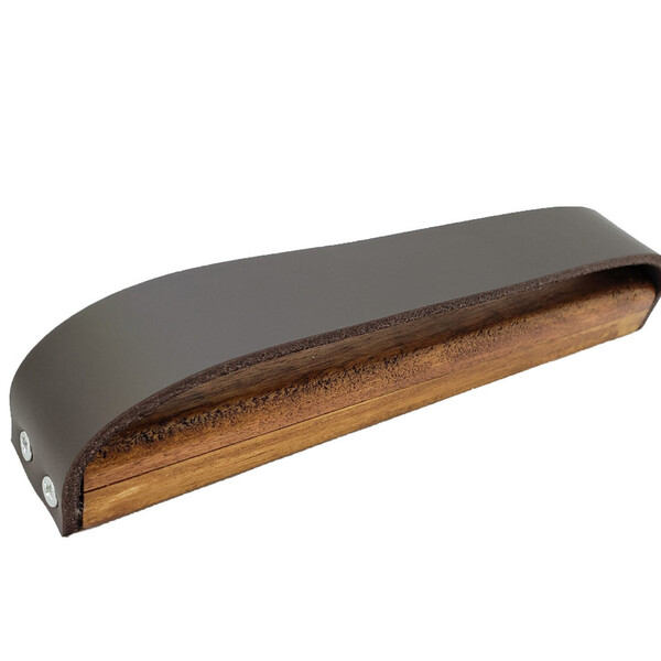 Puxador Wood 01 - Couro Legítimo - Cor Marrom Escuro