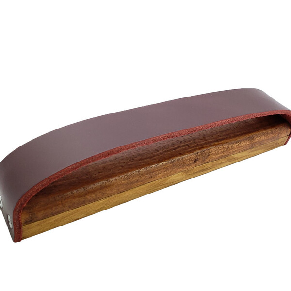 Puxador Wood 10 - Couro Legítimo - Cor Marsala