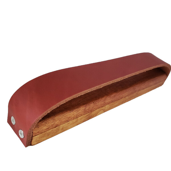 Puxador Wood - Couro Legítimo Marsala Couro:mogno