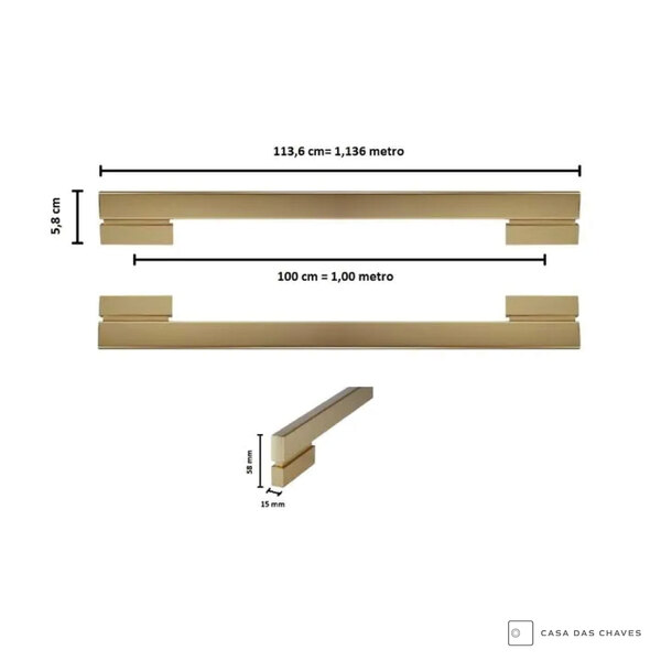 Puxador Zen Alça Dupla Moma 1136mm Dourado | Leroy Merlin