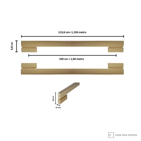 Puxador Zen Alça Dupla Moma 1136mm Dourado | Leroy Merlin