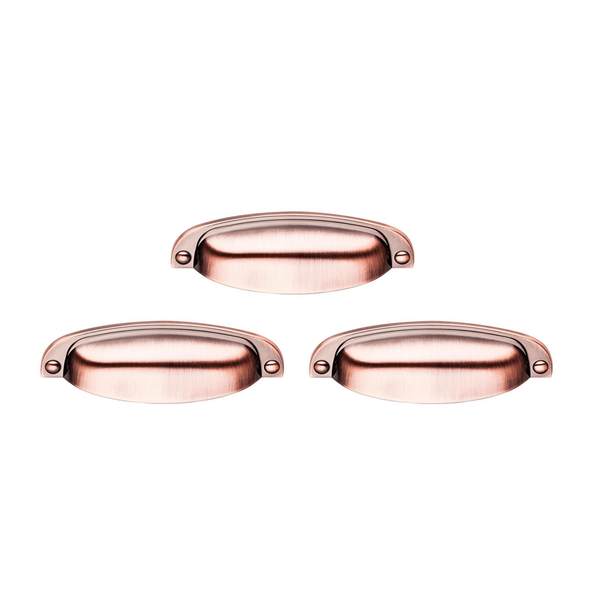 Puxadores De Gaveta Largo Rose Brilho Cobre Metálico 3 Un