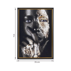 Quadro Decorativo com Vidro e Moldura de Madeira 100x70 Gold Eyes Pto