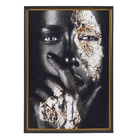 Quadro Decorativo com Vidro e Moldura de Madeira 100x70 Gold Eyes Pto