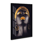 Quadro 150x100cm Mulher Africana Beltza Maquiagem Dourada Mol