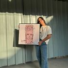 Quadro 3d Frida Bege E Preto 60x60cm