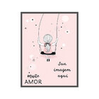 Quadro 40x90cm Infantil Lembrança Bebê Menina Moldura Preta S