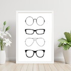 Quadro 4 Óculos 24x18cm Moldura:madeira Branca