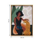 Quadro 50x70cm Mulher e Onça Bege