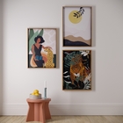 Quadro 50x70cm Mulher e Onça Bege