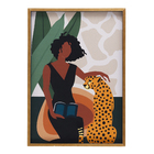 Quadro 50x70cm Mulher e Onça Bege