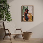 Quadro 50x70cm Mulher e Onça Bege