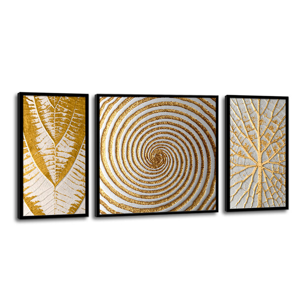 Quadro 60x120cm Abstrato Eldorado Bat Moldura Preta Com Vidro