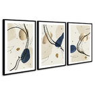 Quadro 60x120cm Abstrato Minimalista Gold Zeres Moldura Preta