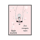 Quadro 60x120cm Infantil Lembrança Bebê Menina Moldura Preta