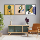 Quadro 60x180cm Decorativo Geométrico Multzoak Moldura Preta