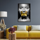 Quadro 75x50cm Decorativo Lasai Borboleta Dourada Moldura Pre