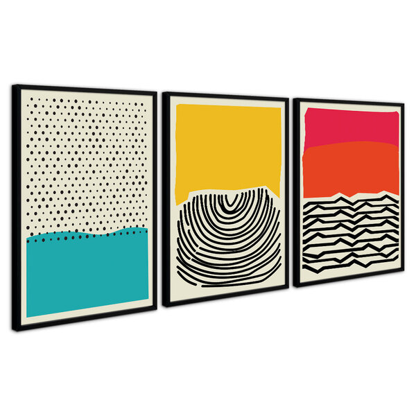 Quadro 90x180cm Abstrato Colorido Artelana Moldura Preta Com