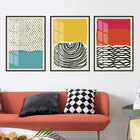 Quadro 90x180cm Abstrato Colorido Artelana Moldura Preta Com