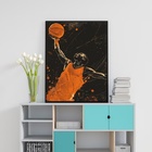 Quadro  Decorativo Arte Basquete 24x18cm - Com Vidro Moldura