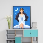 Quadro  Decorativo Iemanjá - Ilustração 45x34cm Moldura Branca