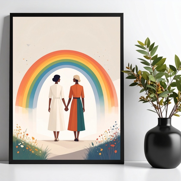 Quadro  Lgbt - Amor Entre Mulheres 33x24cm Moldura Branca