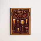 Quadro A Cerveja E Seus Copos 24x18cm - Com Vidro Moldura:mad