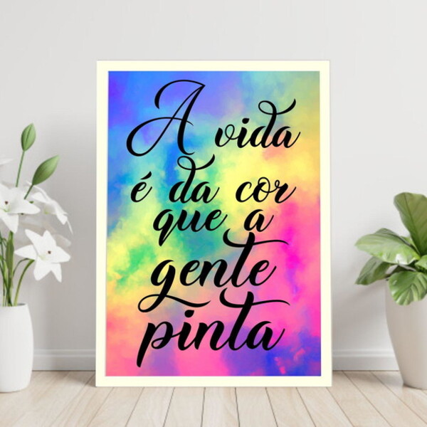 Quadro A Cor Da Vida - Colorido 45x34cm - Com Vidro Moldura:m