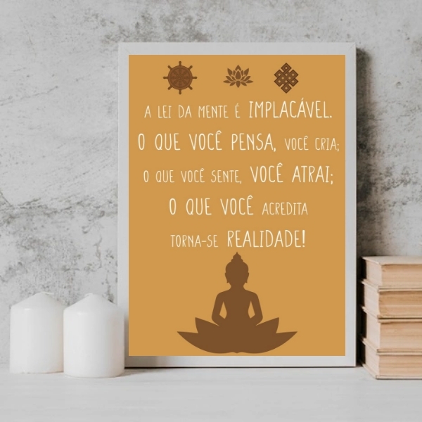 Quadro A Lei Da Mente É Implacável 33x24cm Moldura:madeira Br