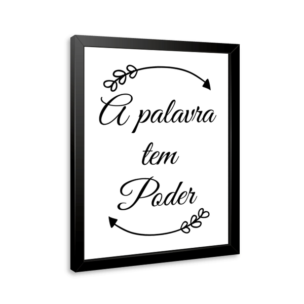 Quadro A Palavra Tem Poder 24x18cm - Com Vidro Moldura Branca