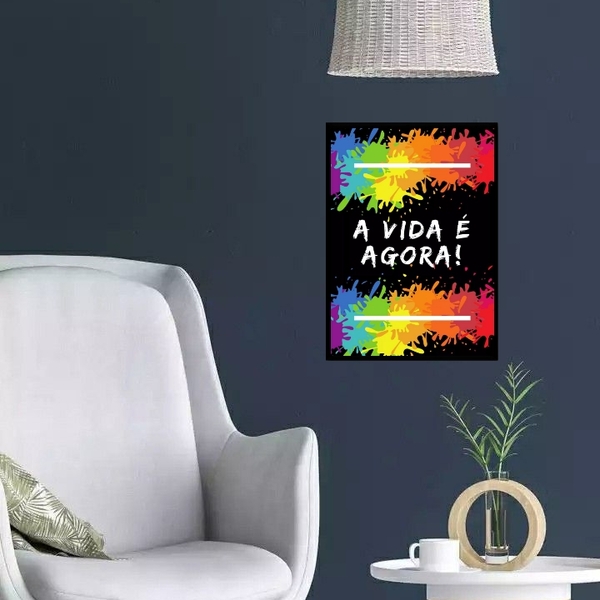 Quadro A Vida É Agora 24x18cm Moldura:madeira Branca